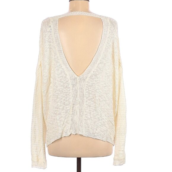 Rag Poets Size M Ivory knit Pullover sweater with open back - Picture 2 of 2